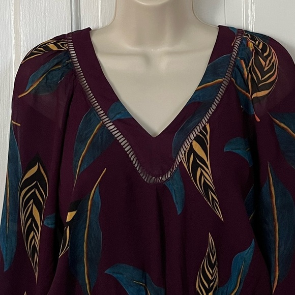 Anthropologie Farm Rio Jennifer Blouse Top Boho   Feminine Size Medium Purple - Picture 4 of 16